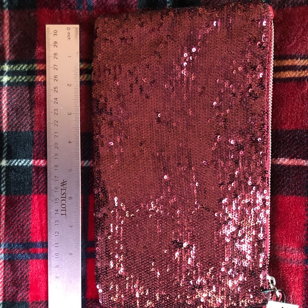 Red sequin clutch